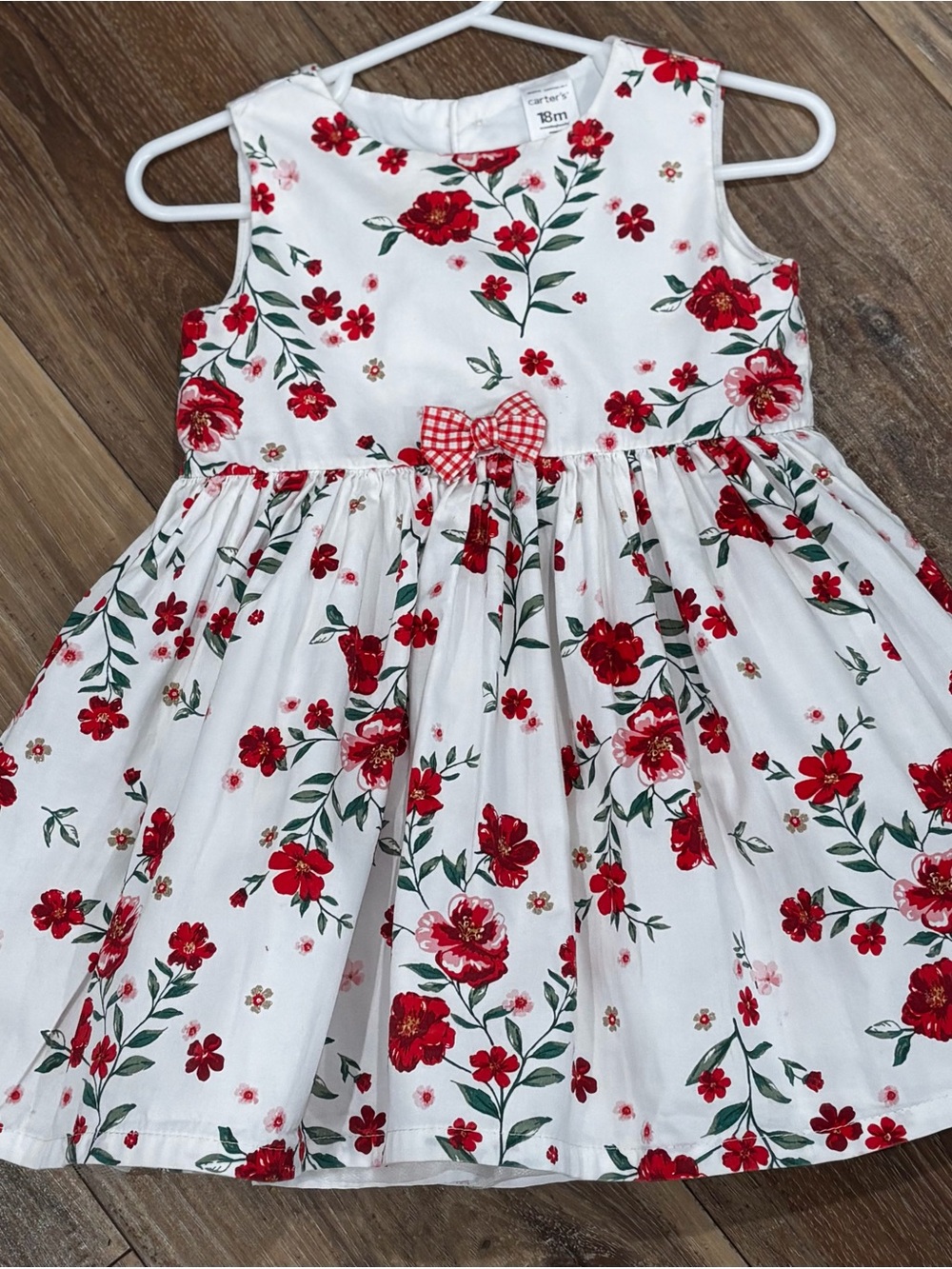 Carter's White Floral Sundress with Red Flowers